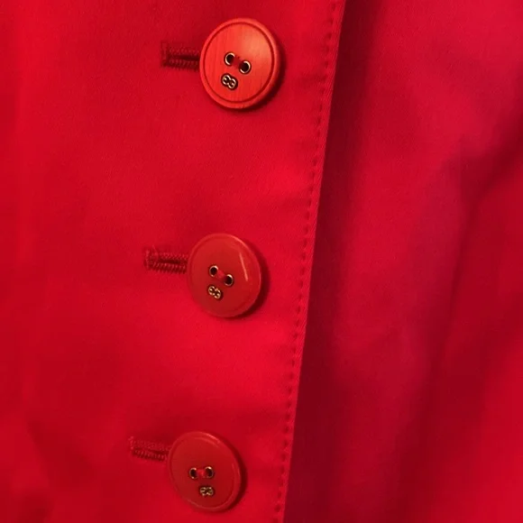 Escada Cotton Stretch Gorgeous Red Logo Button Lined Jacket